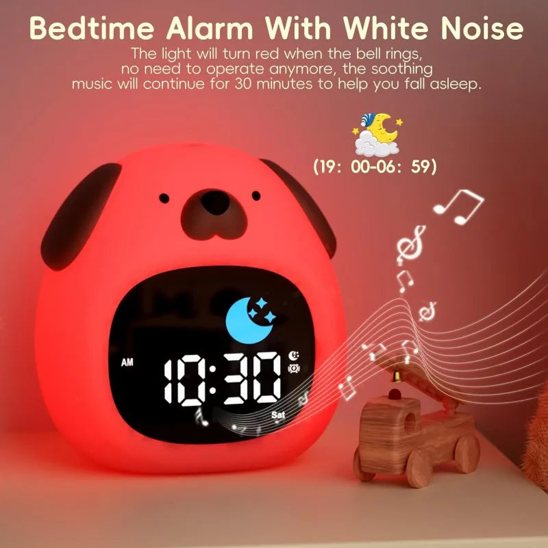 Kids Puppy-Shape Alarm Clock – Sleep Trainer with Touch Night Light & Digital Display