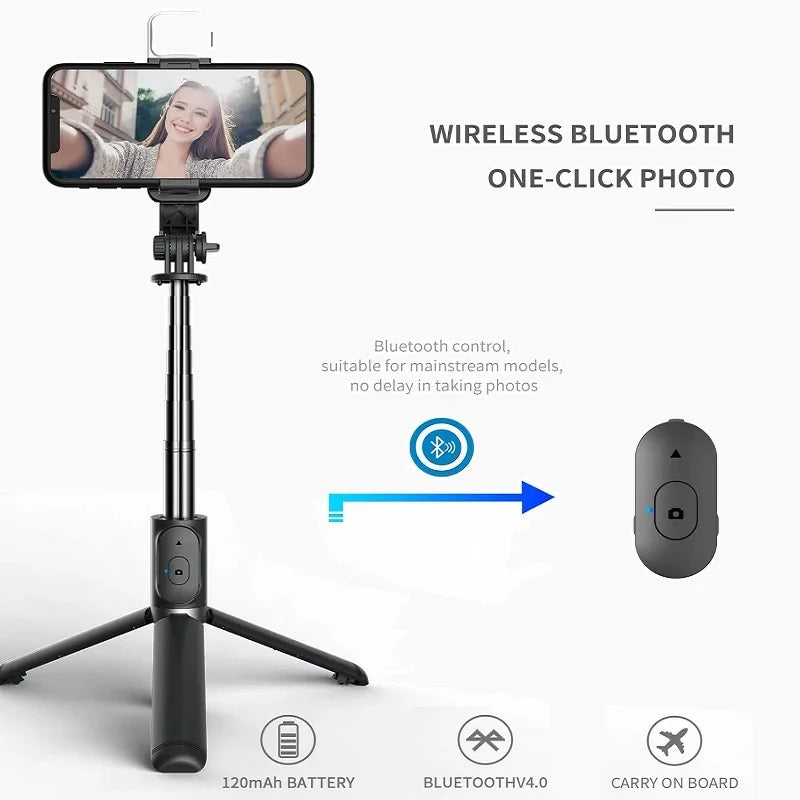 Xiaomi Selfie Stick with Bluetooth Remote, LED Fill Light, and Tripod for Android & iOS