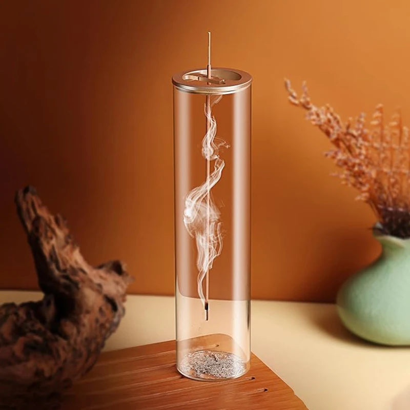 Modern Glass Incense Burner – Anti-Ash Floating Incense Holder with Removable Glass Catcher