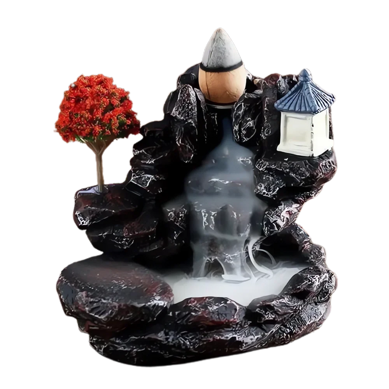 DEARTCO Resin Backflow Incense Burner – Zen Waterfall Aroma Holder for Smell Removal & Decoration